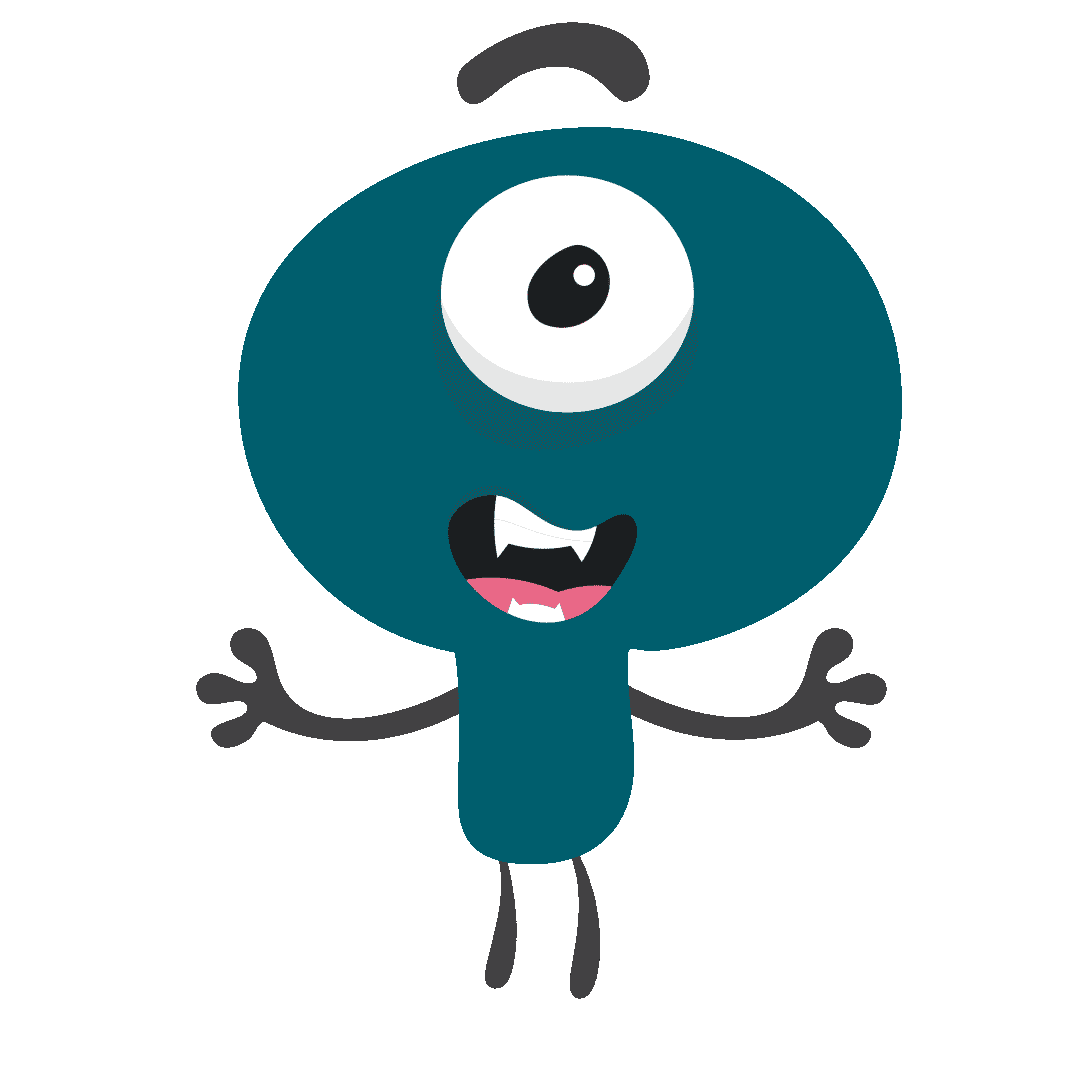 A floating dark green alien